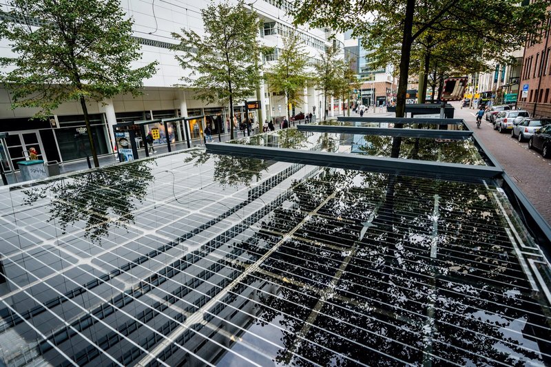 The Hague - bus stop solar panels